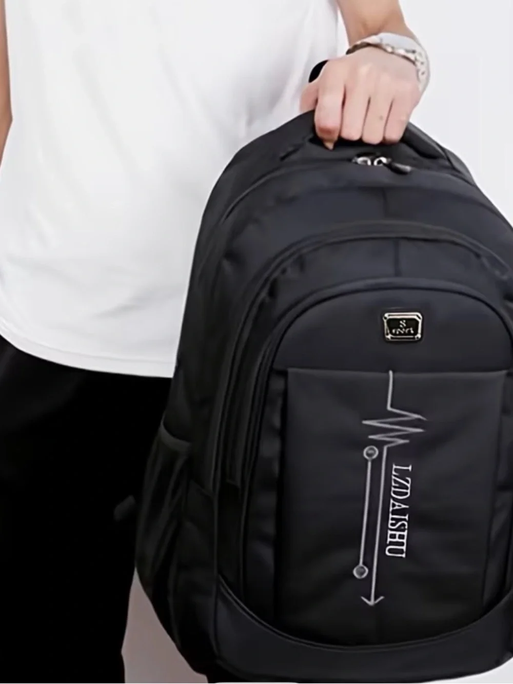 Black Men's Backpack - Multi-Pocket Travel & Laptop Bag